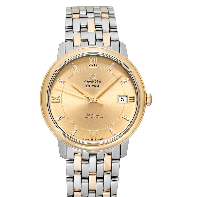 Montre De Ville 36,8 mm, cadran champagne, or jaune 18 carats, acier inoxydable, 424.20.37.20.58.001