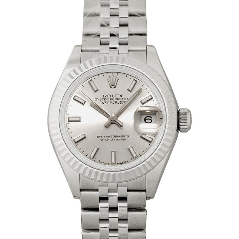 Lady Datejust 28 mm Silver Dial in Stainless Steel, White Gold 279174-0005