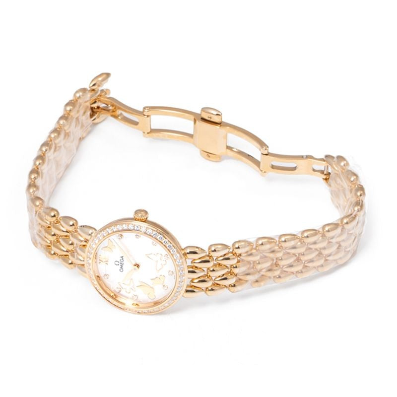 Montre De Ville 27,4 mm, cadran en nacre, or jaune 18 carats, 424.55.27.60.55.005