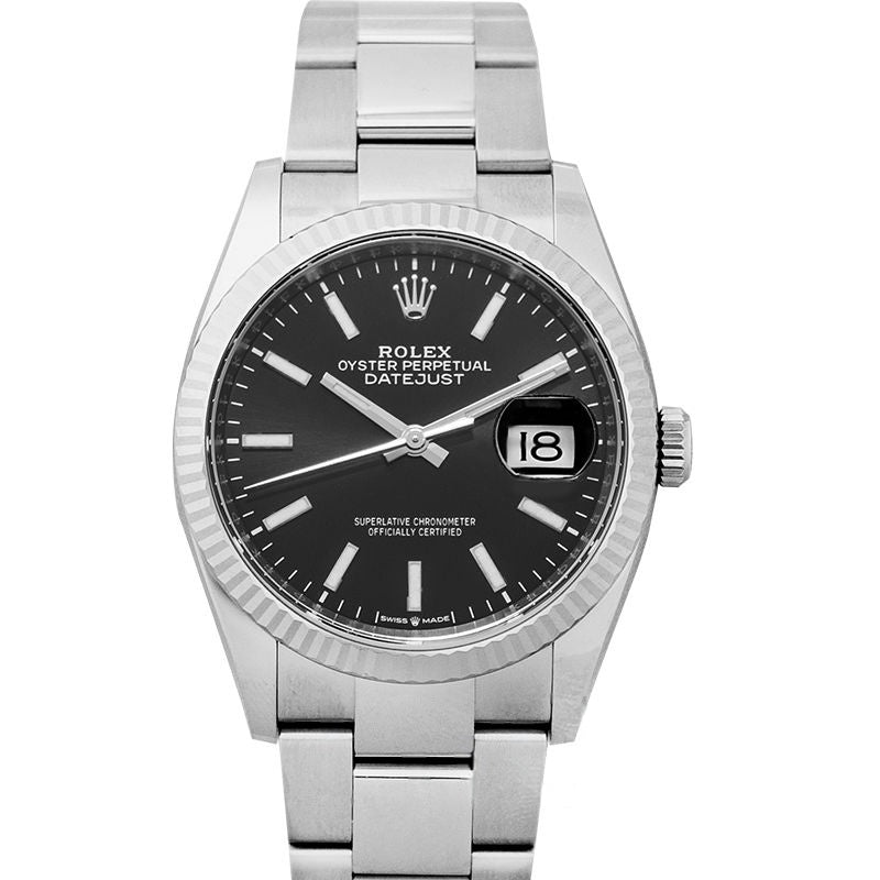 Datejust 36 mm Black Dial in Stainless Steel, White Gold 126234 Black Oyster