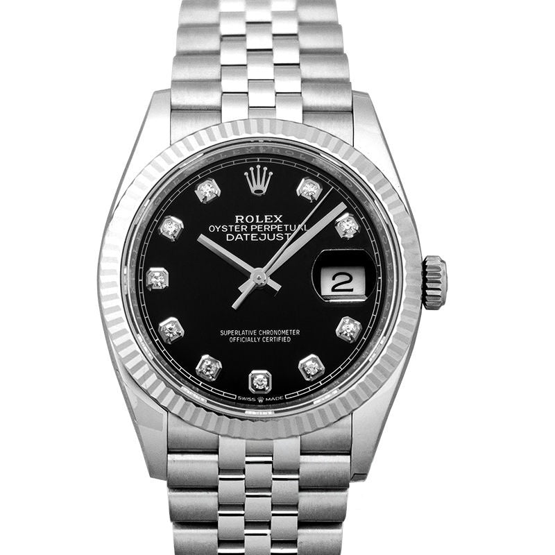 Datejust 36 mm Black Dial in Stainless Steel, White Gold 126234-0027