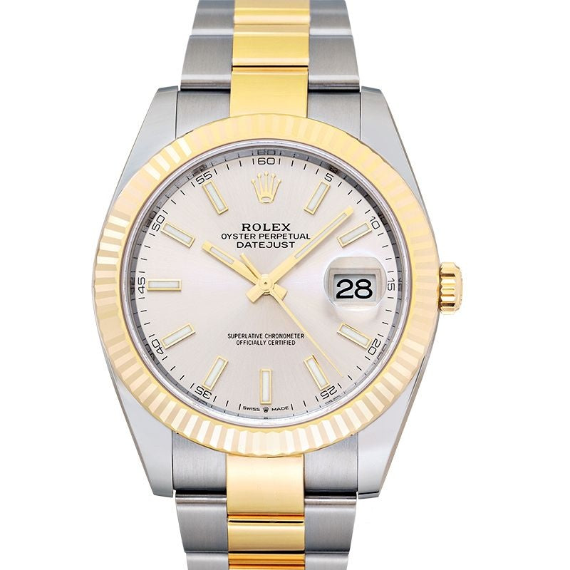 Datejust 41 mm Silver Dial in Stainless Steel, Yellow Gold 126333-0001