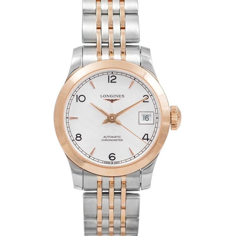Record ? 26.00?mm Sunray silver Dial in Stainless Steel, 18 karat pink gold cap 200 L23205767