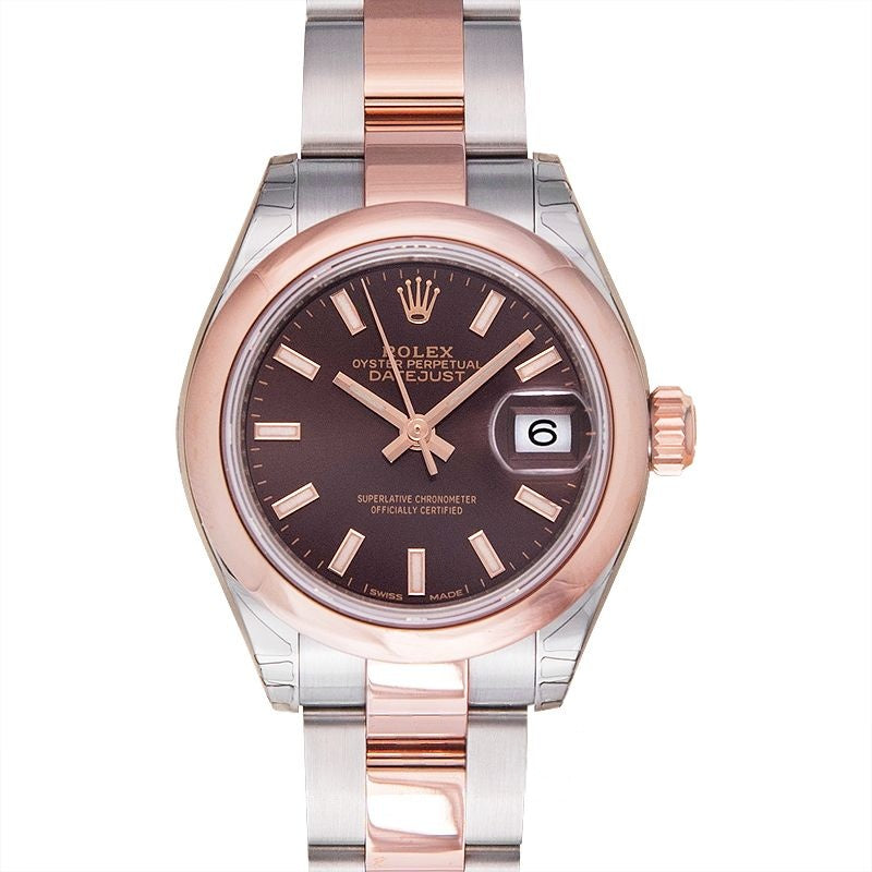 Lady Datejust 28 mm Chocolate Dial in Stainless Steel, Everose Gold 279161-0018