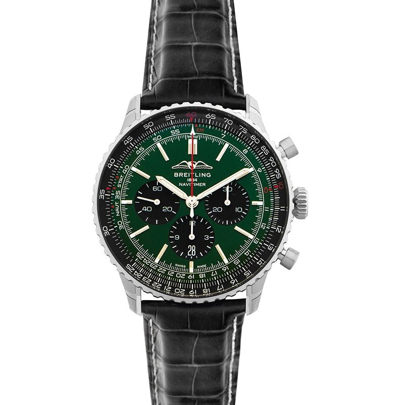 Navitimer 46 mm Green Dial in Stainless Steel AB0137241L1P1