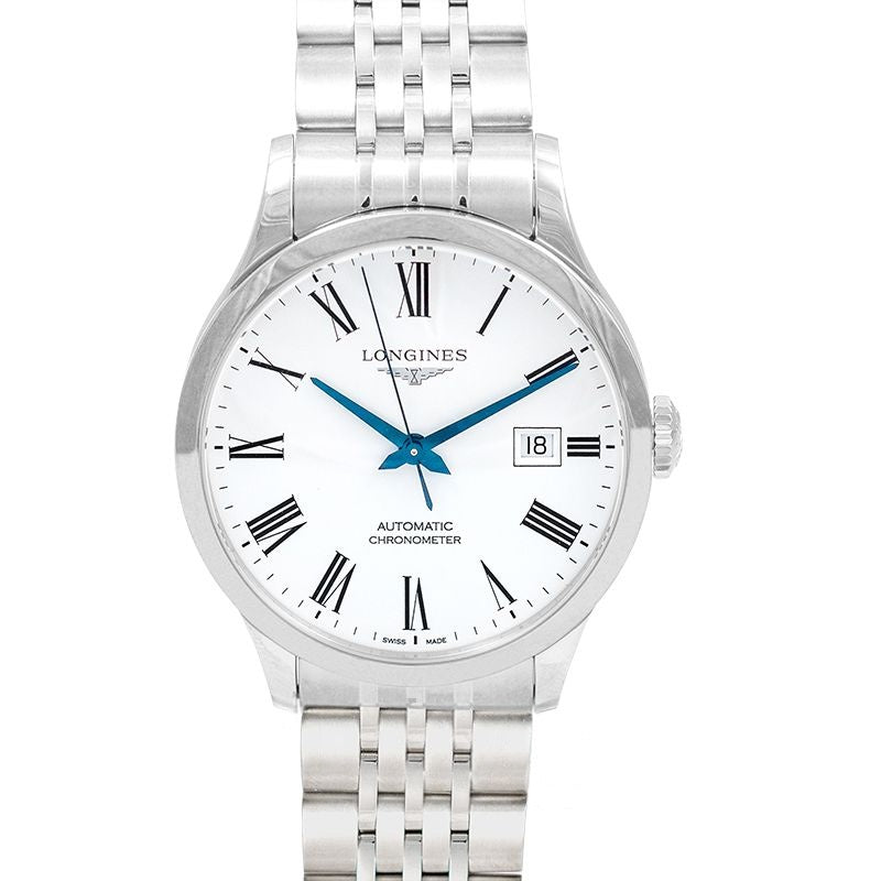 Montre Record 40 mm en acier inoxydable avec cadran blanc L28214116