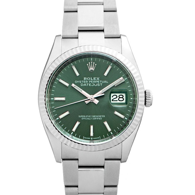 Datejust 36 mm Green Dial in Stainless Steel, White Gold 126234-0052