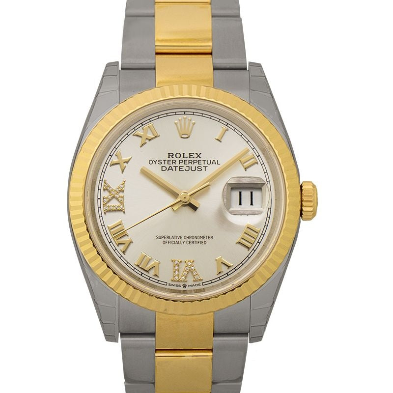 Datejust 36 mm Silver Dial in Stainless Steel, Yellow Gold 126233-0032G