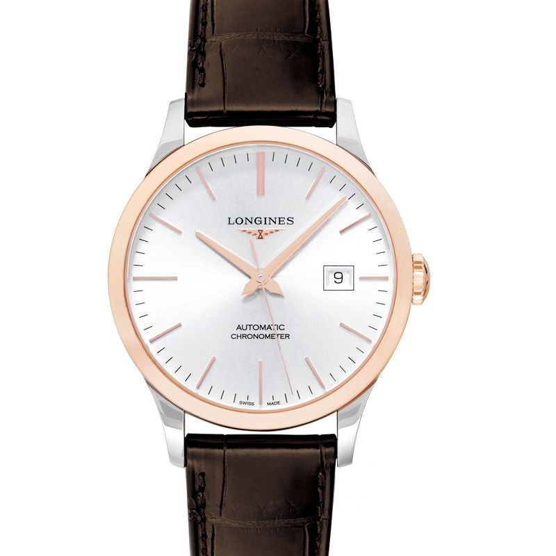 Montre Record 40 mm en acier inoxydable avec cadran argenté L28215722