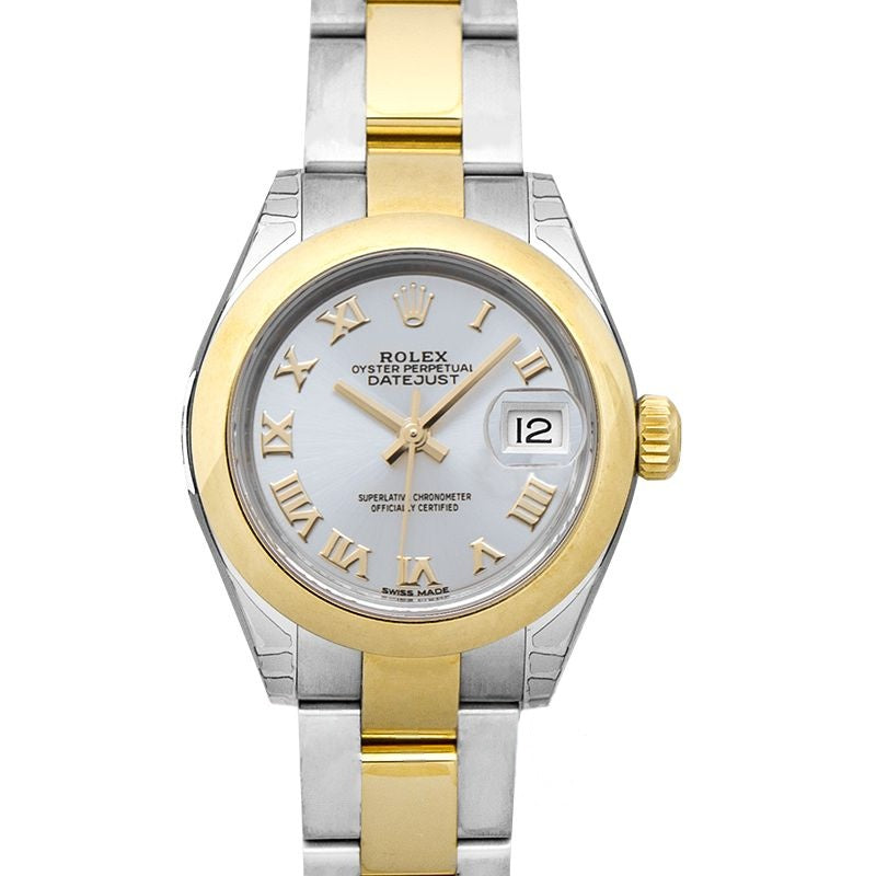 Lady Datejust 28 mm Silver Dial in Stainless Steel, Yellow Gold 279163-0006