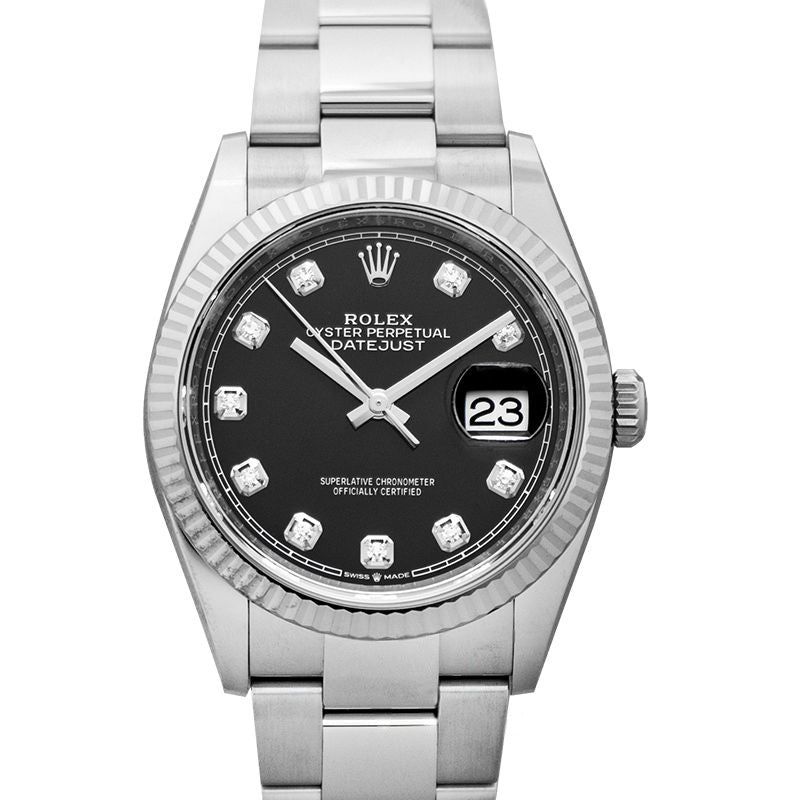 Datejust 36 mm Black Dial in Stainless Steel, White Gold 126234-0028