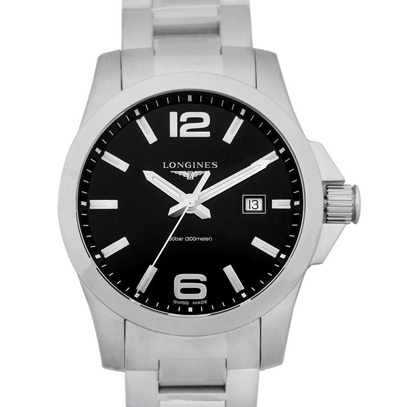Longines Conquest 43 mm Black Dial in Stainless Steel L37604566