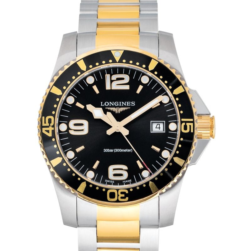 Montre HydroConquest 41 mm en acier inoxydable avec cadran noir L37403567