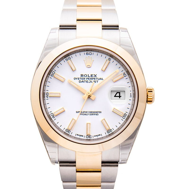 Datejust 41.00 mm White Dial in Stainless Steel, Yellow Gold 126303-0015