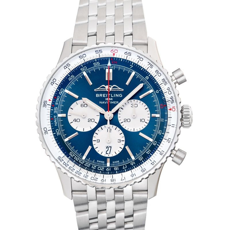 Navitimer 46 mm Blue Dial in Stainless Steel AB0137211C1A1