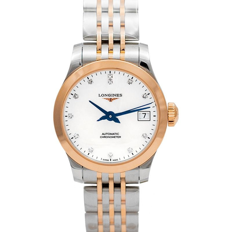 Record ? 26.00?mm White mother-of-pearl Dial in Stainless Steel, 18 karat pink gold cap 200 L23205877
