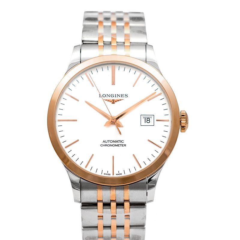 Montre Record 40 mm en acier inoxydable avec cadran argenté L28215727