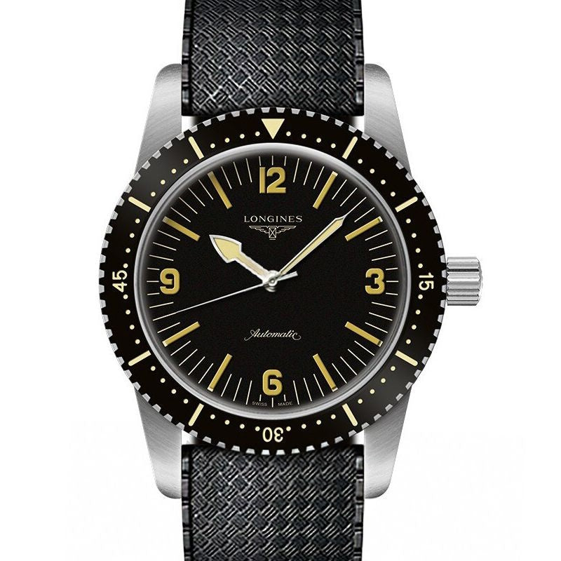 Longines Heritage 42 mm Black Dial in Stainless Steel L28224569