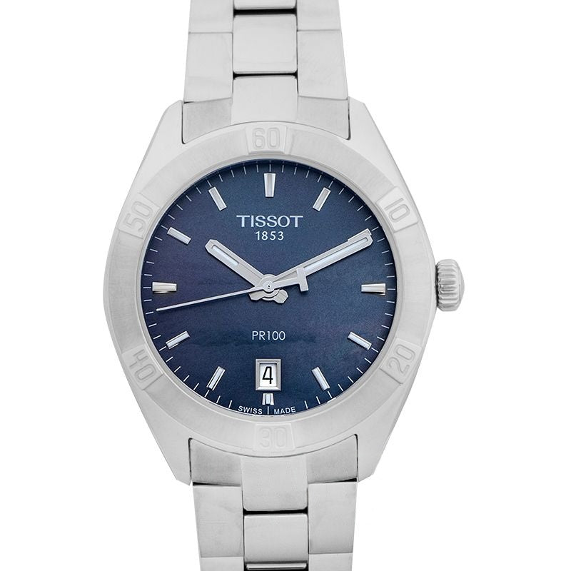 T-Classic 36 mm Black Mother of Pearl Dial in Stainless Steel T101.910.11.121.00