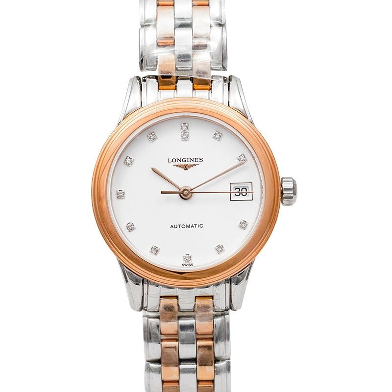Montre phare - Cadran blanc mat de 26,00 mm en acier inoxydable, revêtement PVD rouge L42743997