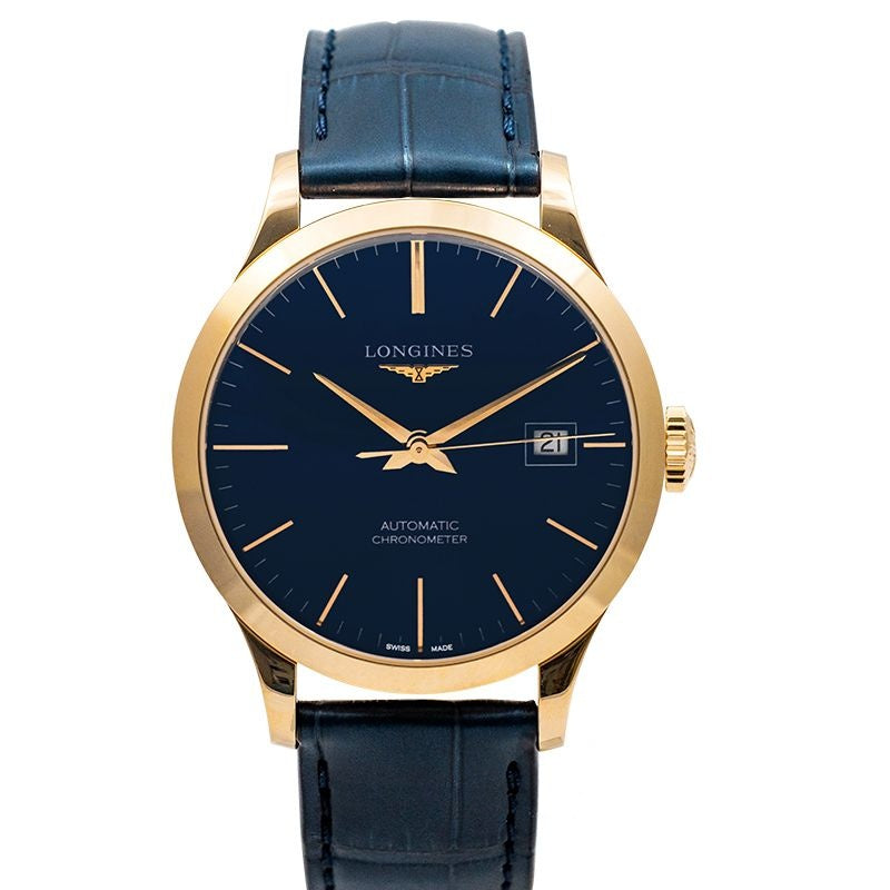 Record 38.5mm Blue Dial in Rose Gold L28208922