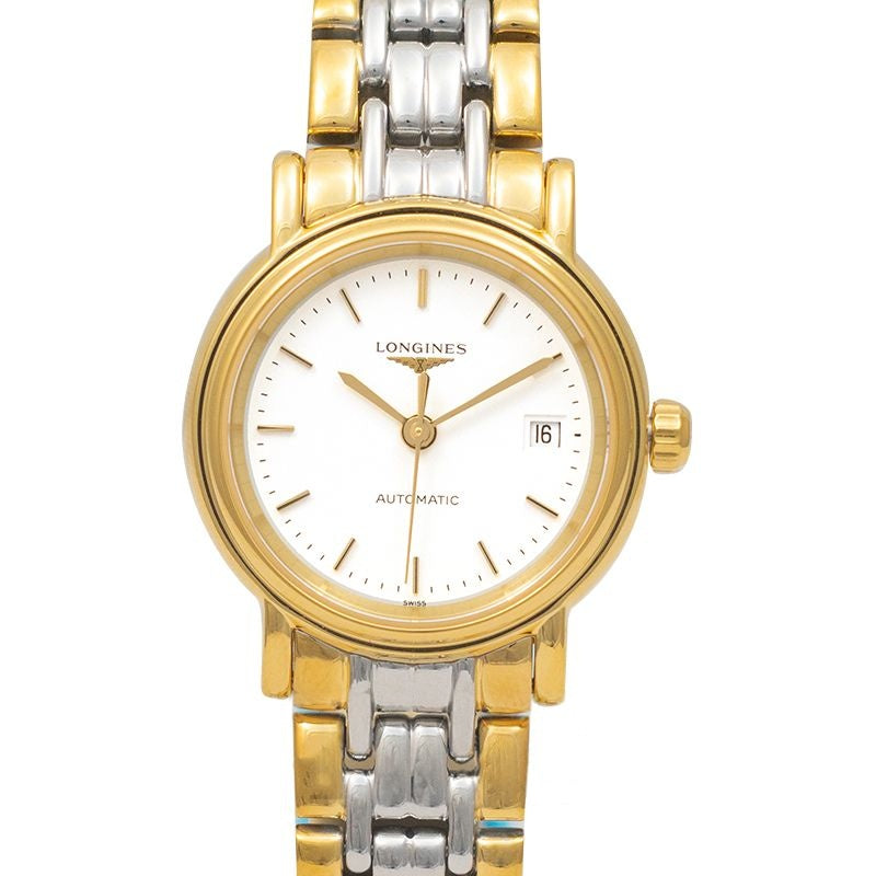 Pr?sence ? 25.50?mm White Dial in Stainless Steel, yellow PVD coating L43212127