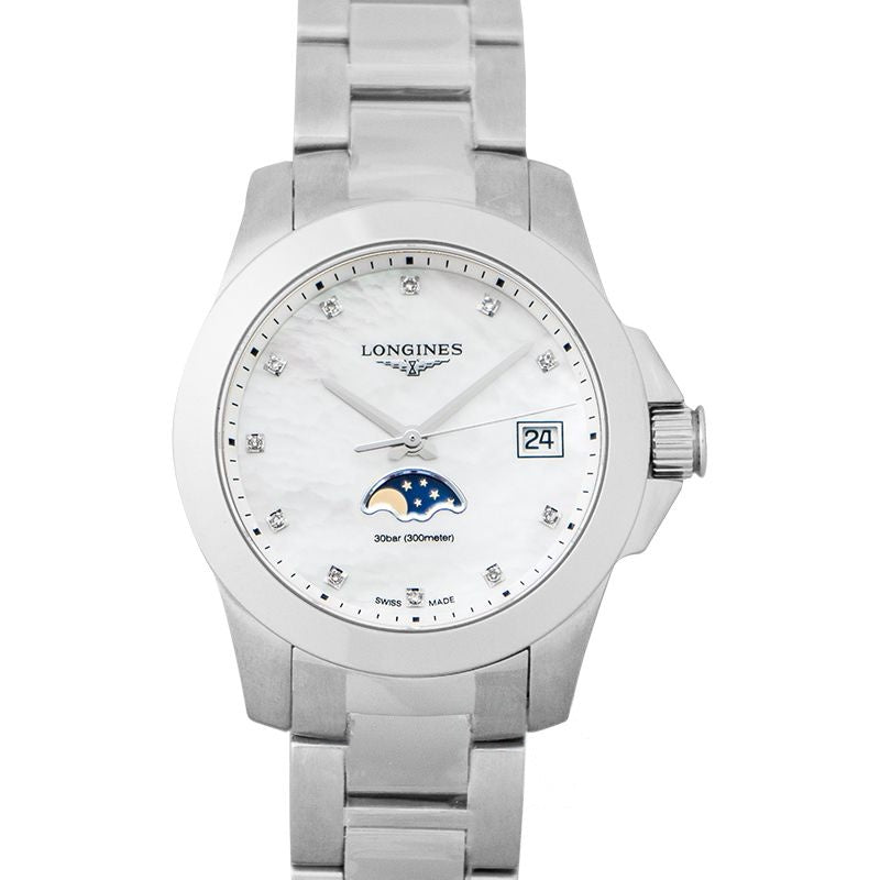 Longines Conquest 34 mm White Mother of Pearl Dial in Stainless Steel L33814876