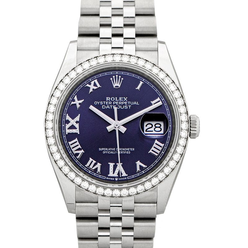 Datejust 36 mm Purple Dial in Stainless Steel, White Gold 126284RBR-0013