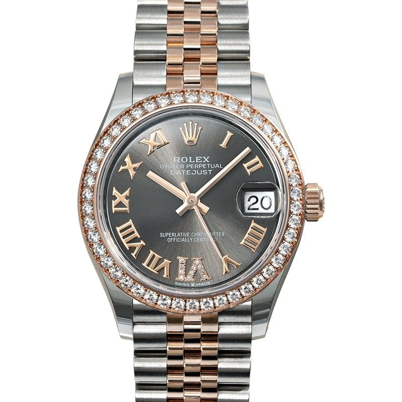 Lady Datejust 31 mm Rhodium set with diamonds Dial in Stainless Steel, Everose Gold 278381rbr-0030