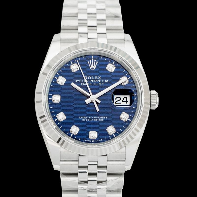 Datejust 36 mm Blue Dial in Stainless Steel, White Gold 126234-0057