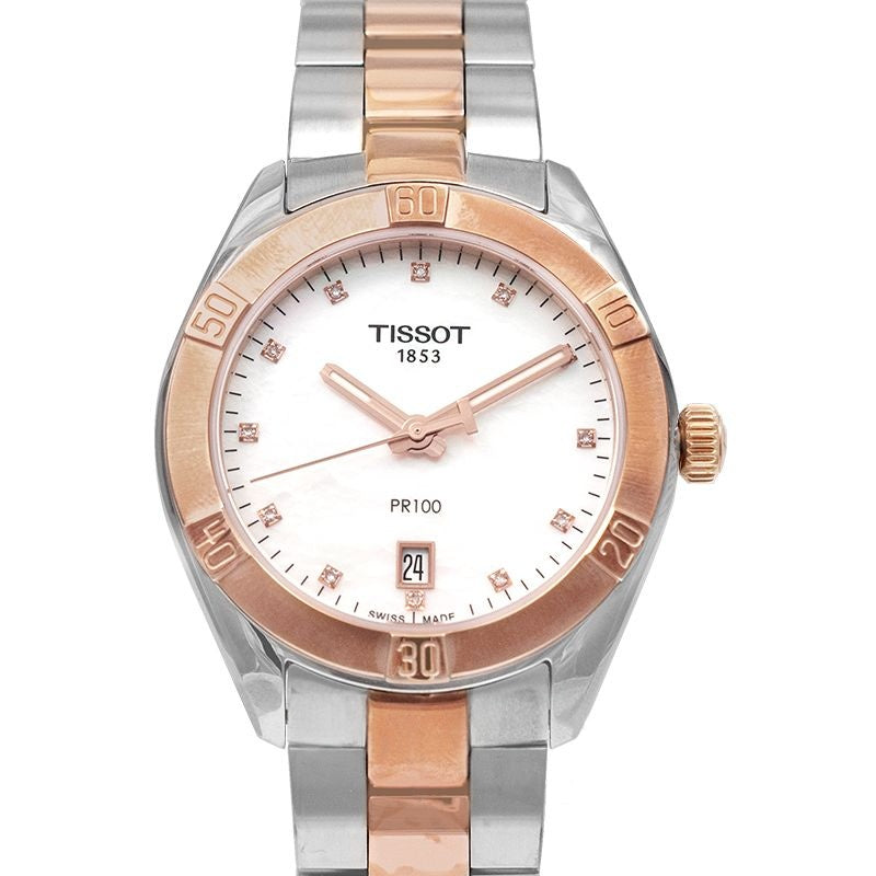 T-Classic 36 mm White Mother of Pearl Dial in Stainless Steel T101.910.22.116.00