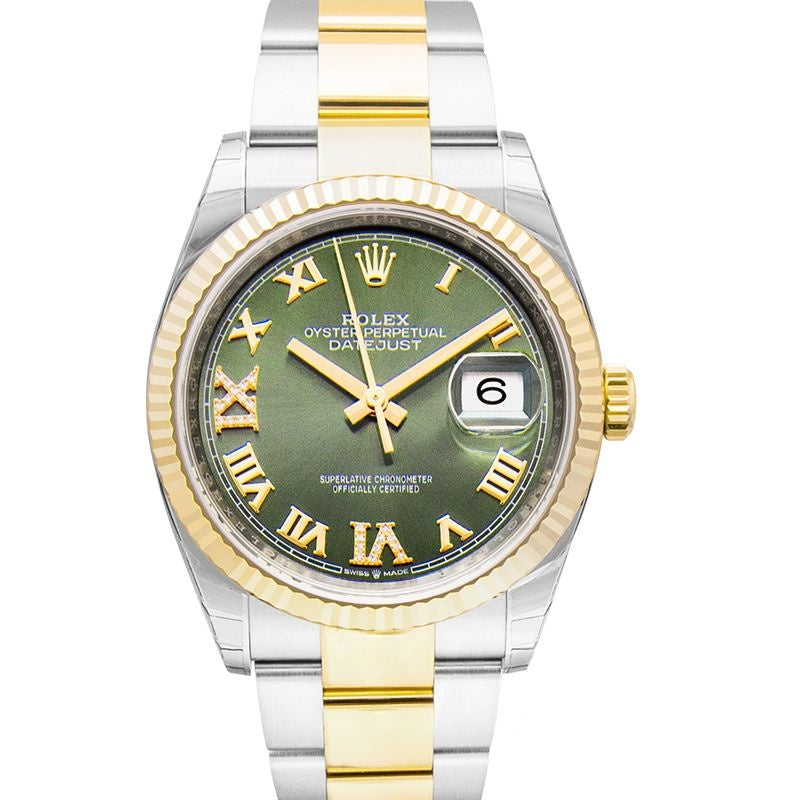 Datejust 36 mm Green Dial in Stainless Steel, Yellow Gold 126233