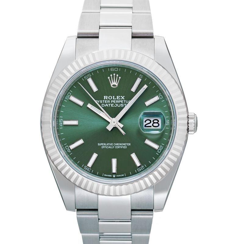 Datejust 41 mm Green Dial in Stainless Steel, White Gold 126334-0027
