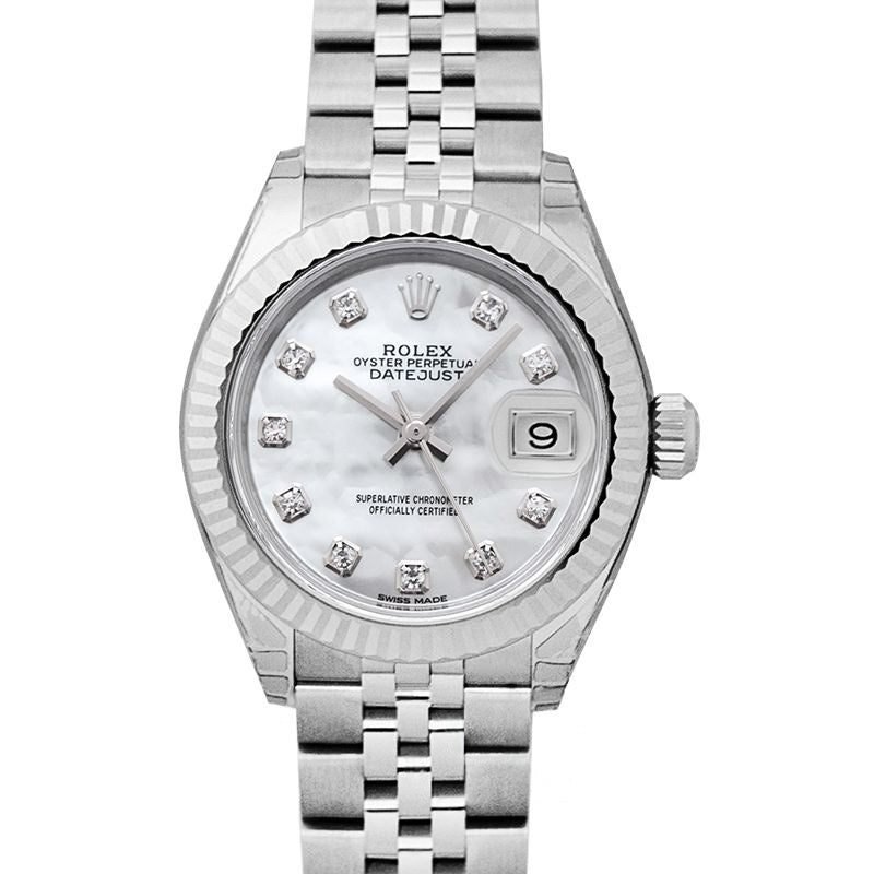Lady Datejust 28 mm Mother Of Pearl Dial in Stainless Steel, White Gold 279174-0009G
