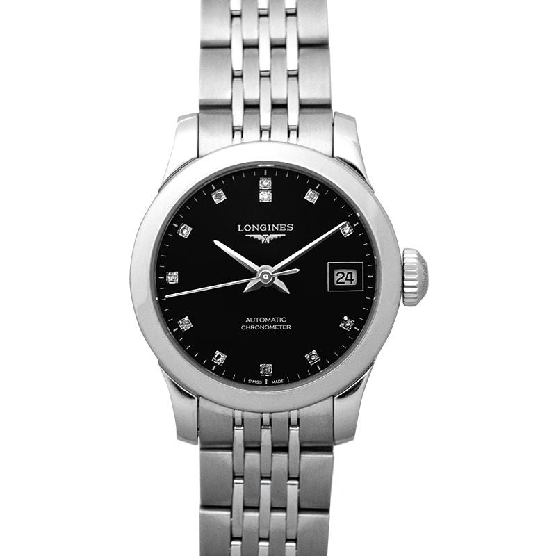 Record 26 mm Black Dial in Stainless Steel L23204576