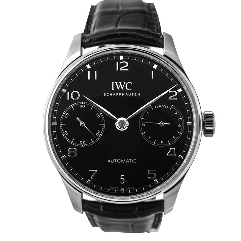 Portugieser 42.3 mm Black Dial in Stainless Steel IW5007-03