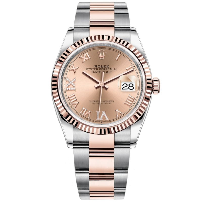 Datejust 36 mm Pink Dial in Stainless Steel, Everose Gold 126231-0028