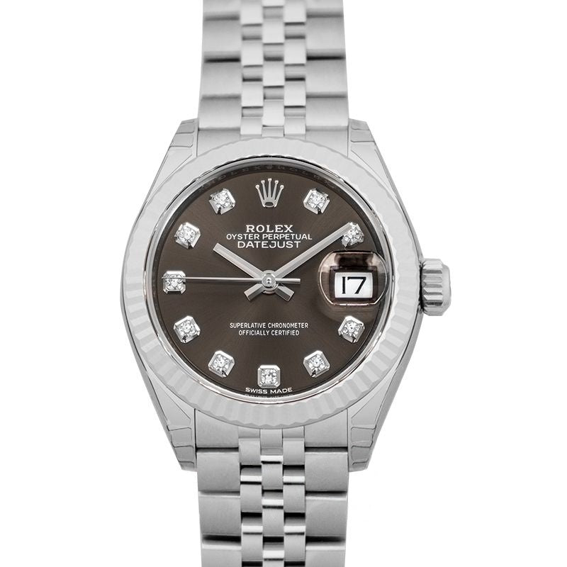 Lady Datejust 28 mm Grey Dial in Stainless Steel, White Gold 279174-0015