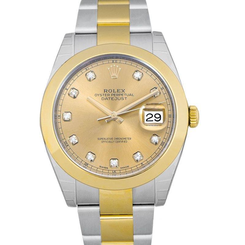 Datejust 41 mm Champagne Dial in Stainless Steel, Yellow Gold 126303-0011