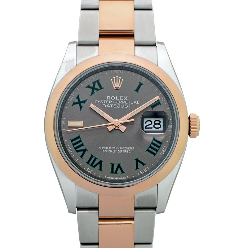 Datejust 36 mm Grey Dial in Stainless Steel, Everose Gold 126201-0030