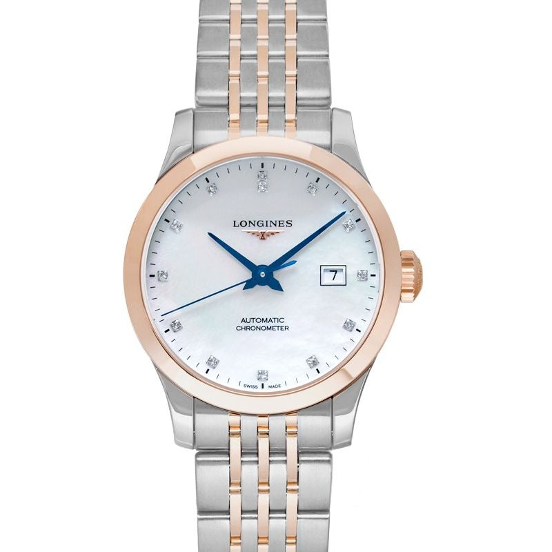 Record 30 mm White Mother of Pearl Dial in Stainless Steel L23215877