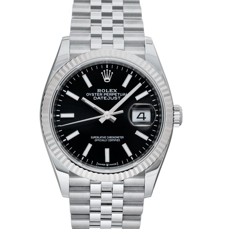Datejust 36mm Black Dial in Stainless Steel, White Gold 126234-0015