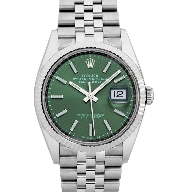Datejust 36 mm Green Dial in Stainless Steel, White Gold 126234-0051