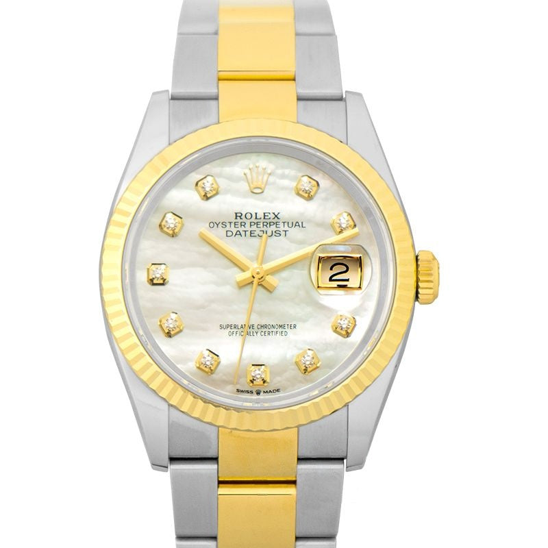 Datejust 36 mm Mother Of Pearl Dial in Stainless Steel, Yellow Gold 126233-G-Oyster