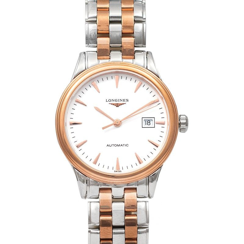 Montre phare ? Cadran blanc mat de 30,00 mm en acier inoxydable, revêtement PVD rouge L43743927
