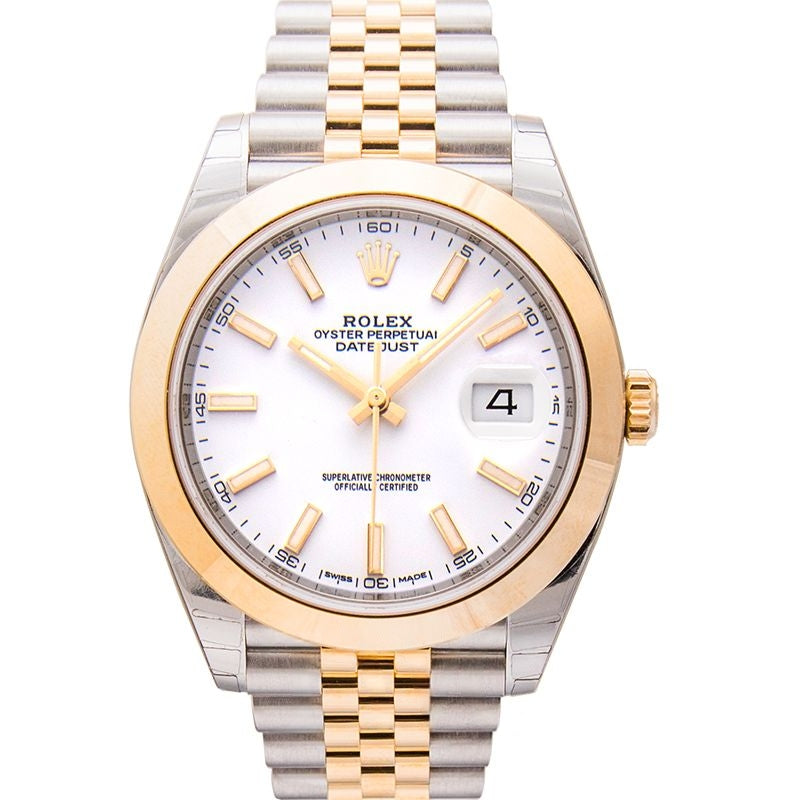 Datejust 41.00 mm White Dial in Stainless Steel, Yellow Gold 126303-0016