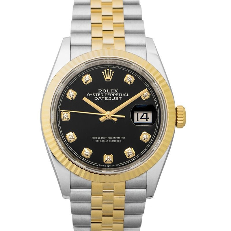 Datejust 36 mm Black Dial in Stainless Steel, Yellow Gold 126233G Black