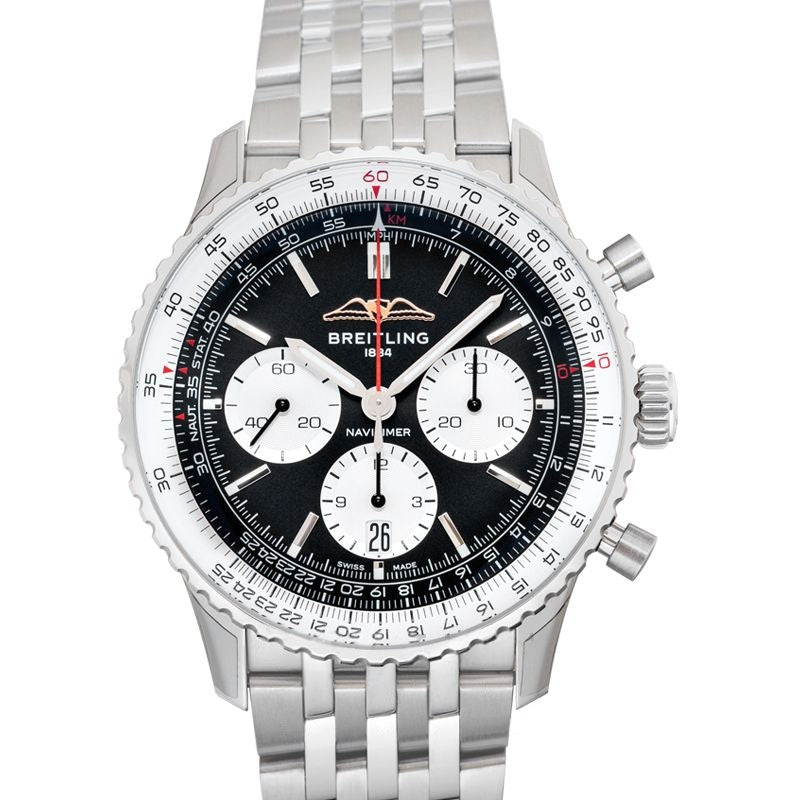 Navitimer 43 mm Black Dial in Stainless Steel AB0138211B1A1
