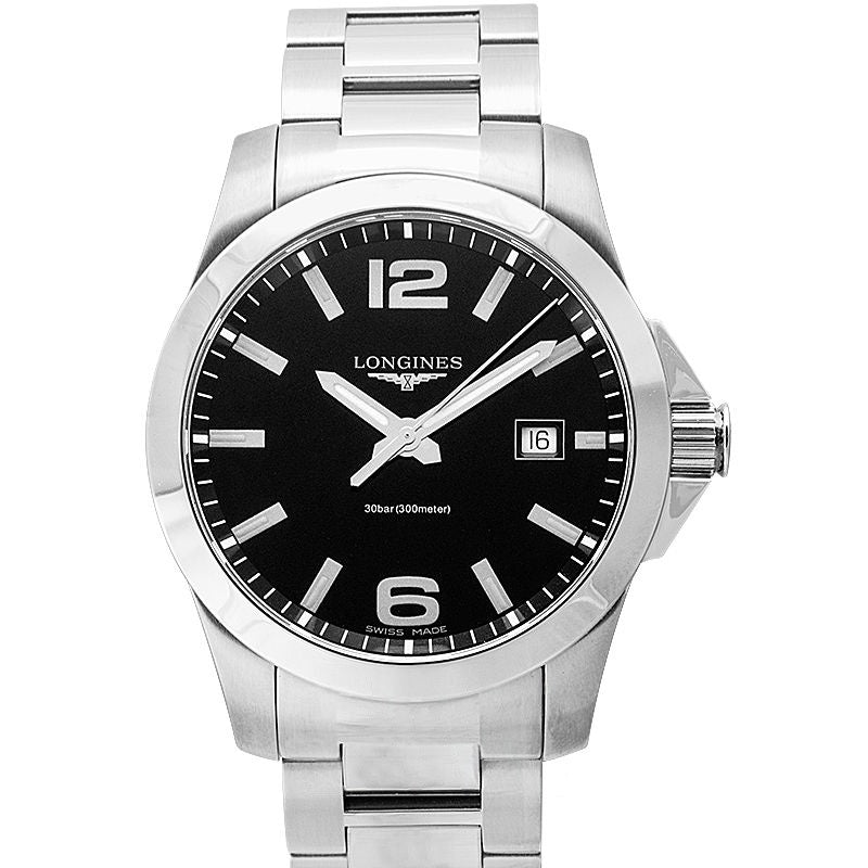 Montre Longines Conquest 41,00 mm, cadran noir laqué poli, acier inoxydable L37594586