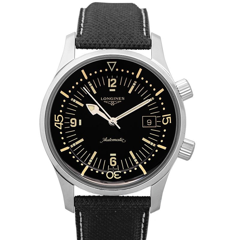 Longines Heritage 42 mm Black Dial in Stainless Steel L37744500